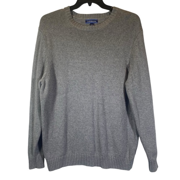 Croft & Barrow Men's size Large Gray crew neck knit sweater long sleeve pull on - Picture 1 of 7